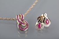 Lot 1293 - RUBY PENDANT ON CHAIN the pendant with channel...