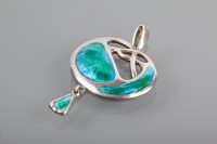 Lot 1331 - SILVER ENAMELLED PENDANT BY CHARLES HORNER...