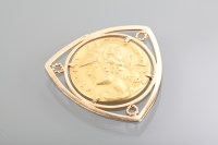 Lot 1345 - EIGHTEEN CARAT GOLD PENDANT of rounded...