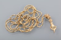 Lot 1346 - UNUSUAL GEM SET CHAIN with a pendant section...