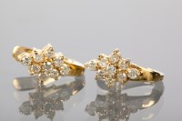 Lot 1391 - TWENTY TWO CARAT GOLD DIAMOND SET EARRINGS...