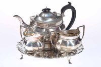 Lot 360A - SILVER THREE PIECE TEA SERVICE maker Thomas...