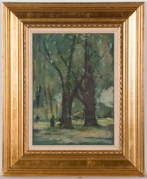 Lot 1490 - WILLIAM TIMMINS, TREES BY THE KELVIN gouache...