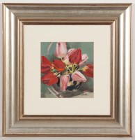 Lot 1702 - * ETHEL WALKER, PINK AND RED TULIPS oil on...
