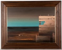 Lot 1719 - JENO BENEDEK (HUNGARIAN b.1939), THE FENCE oil...