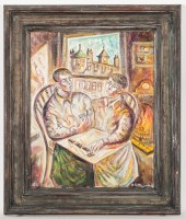 Lot 1720 - * HUGH GERARD BYARS, DOMINOES PLAYERS oil on...