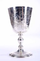 Lot 372 - MODERN SILVER GOBLET maker William Comyns &...