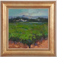 Lot 1764 - * ANNE GORDON, FRENCH VINEYARD oil on board,...