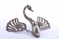 Lot 377 - UNUSUAL 20TH CENTURY IMPORTED SILVER SWAN BOX...