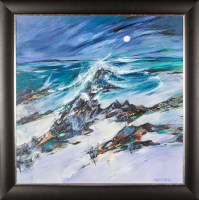 Lot 1828 - SHELAGH CAMPBELL, KINTYRE STORM acrylic on...