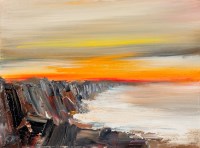 Lot 1848 - ROSANNE BARR, CLIFFS AND THE SUNSET oil on...