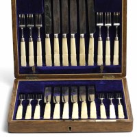 Lot 383 - SET OF TWELVE GEORGE IV SILVER AND IVORY...