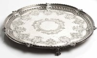 Lot 389 - LATE VICTORIAN LARGE SILVER PLATED SALVER...