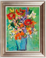 Lot 1719 - * DAVID COOK, STILL LIFE WITH POPPIES oil on...