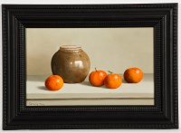 Lot 1773 - * TONY DE WOLF, GLAZED GREEN JAR WITH FOUR...