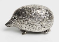 Lot 405 - EDWARDIAN NOVELTY SILVER HEDGEHOG PIN CUSHION...