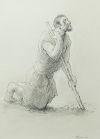 Lot 1898 - * PETER HOWSON OBE, JERUSALEM BEGGAR charcoal...