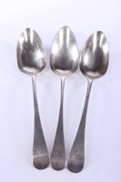 Lot 415 - THREE GEORGE III OLD ENGLISH PATTERN TABLE...