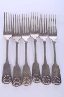 Lot 418 - SIX VICTORIAN SCOTTISH SILVER FIDDLE AND SHELL...