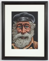 Lot 1990 - * GRAHAM MCKEAN, OLD SEA CAPTAIN oil pastel on...