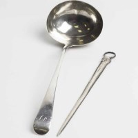 Lot 437 - GEORGE III SILVER LADLE maker's mark partially...