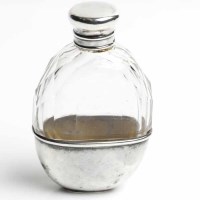 Lot 438 - LATE VICTORIAN SMALL SILVER MOUNTED HIPFLASK...