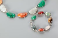 Lot 1117 - SCOTTISH SILVER AGATE HARDSTONE NECKLACE AND...