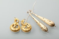 Lot 1134 - TWO PAIRS OF VICTORIAN EARRINGS one pair of...