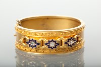 Lot 1154 - FINE VICTORIAN DIAMOND AND ENAMEL BANGLE with...