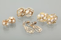 Lot 1194 - FOUR PAIRS OF VARIOUS EARRINGS comprising...