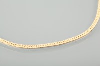 Lot 1198 - NINE CARAT GOLD FLAT LINK NECKLACE 11g