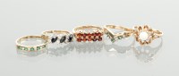 Lot 1204 - GROUP OF FIVE GEM SET RINGS comprising of a...