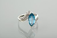 Lot 1205 - TOPAZ AND DIAMOND DRSS RING the marquise cut...