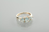 Lot 1257 - AQUAMARINE AND DIAMOND DRESS RING set with...