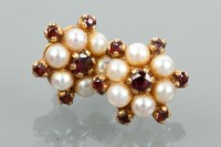 Lot 1258 - PAIR OF GARNET AND PEARL EARRINGS each set...