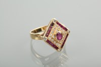 Lot 1319 - ART DECO STYLE RUBY AND DIAMOND RING the...