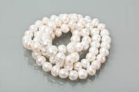 Lot 1355 - LONG FRESHWATER PEARL NECKLACE with large...