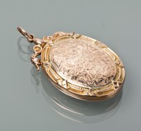 Lot 1366 - VICTORIAN LOCKET with engraved scrolling and...