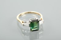 Lot 1372 - TOURMALINE AND DIAMOND RING set with an...