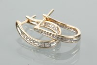 Lot 1392 - PAIR OF DIAMOND HALF HOOP EARRINGS channel set...