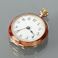 Lot 1010 - VICTORIAN FIFTEEN CARAT GOLD ENAMELLED POCKET...