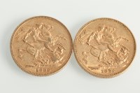 Lot 1064 - TWO SOVEREIGNS DATED 1876 AND 1885