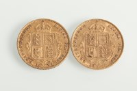 Lot 1074 - TWO HALF SOVEREIGNS DATED 1892