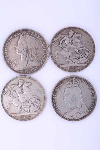 Lot 1765 - COLLECTION OF FOUR VICTORIA SILVER CROWNS...