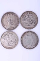 Lot 1765 - COLLECTION OF FOUR VICTORIA SILVER CROWNS...