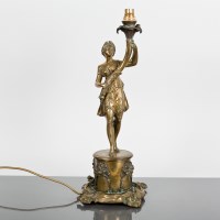 Lot 414 - CONTINENTAL FIGURATIVE BRASS TABLE LAMP...