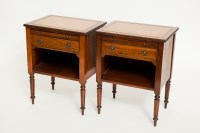 Lot 424 - PAIR OF MAHOGANY BEDSIDE TABLES with inset...