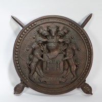 Lot 439 - BRONZE COAT OF ARMS FOR MACLEOD case in relief...