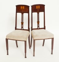 Lot 471 - PAIR ART NOUVEAU INLAID MAHOGANY PARLOUR...