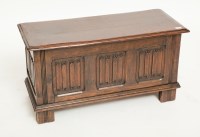 Lot 486 - 1920'S OAK LINEN FOLD CARVED BLANKET BOX on...